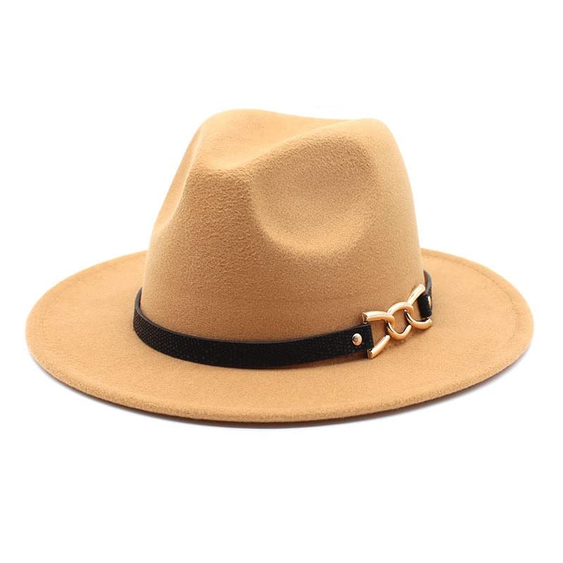 Women\'s Wide Brim Fedora Panama Hat with Metal Belt Buckle RUIG Women main image 3