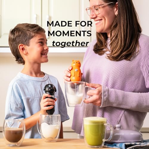 Image of Zulay Kitchen Dog Milk Frother Wand - Cutesy Frother, Meet Your New Frothing Buddy Ace The Dog, Adoption Papers and Stickers Included, Paw-fectly for Lattes, Cappuccino & Matcha - Black