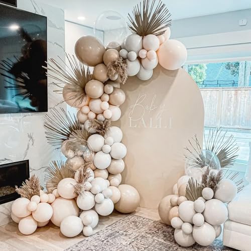 Image of Voircoloria 130pcs Blush Pink Balloons Different Sizes 18 inch 12 inch 10 inch 5 inch Boho Pink Latex Balloon Garland Arch Kit for Birthday Baby Shower Graduation Wedding Gender Reveal Party Decorations