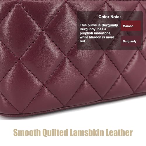 Image of M-ioi-M Small Genuine Leather Purse Quilted Crossbody Bag for Women, Mini Top-Handle Shoulder Handbag w /Gold Chain Strap