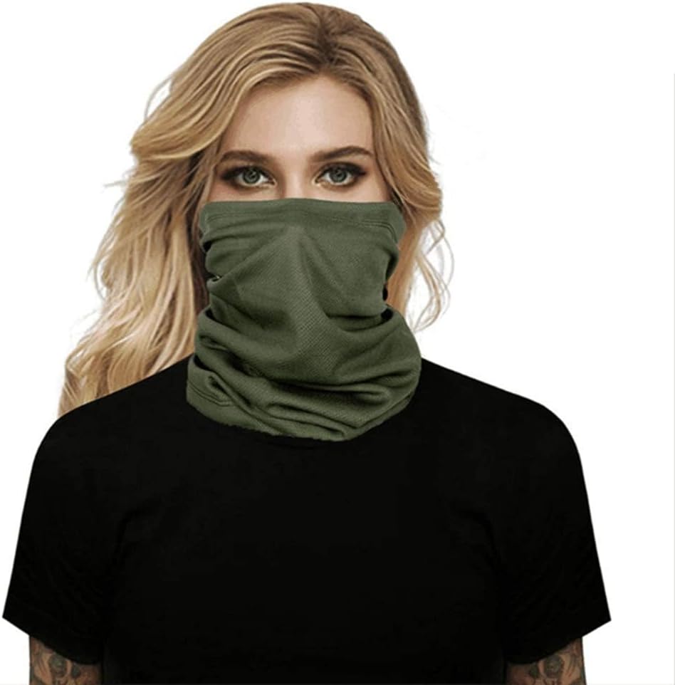 Coyote Brown Neck Gaiter, tan face mask bandanas men cooling summer, half face covering women (1pc Coyote Brown & 1pc army green) - Image 4