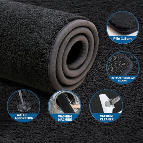 RTBQJ-AT Dark Grey Bath Mat Non Slip Extra Large Bath Mats Microfiber Bathroom Runner Rug Kitchen Rugs Shower Mats Washable 40x120cm - Image 4