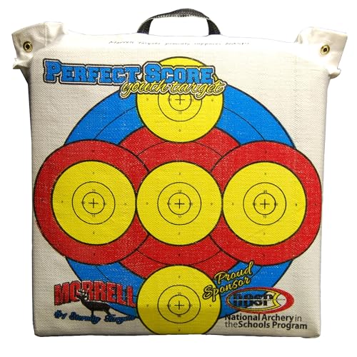 Morrell Perfect Score Youth Archery Target, Outdoor Field Point Practice Bag for Beginners with Large Bullseye and Easy Arrow Removal, White