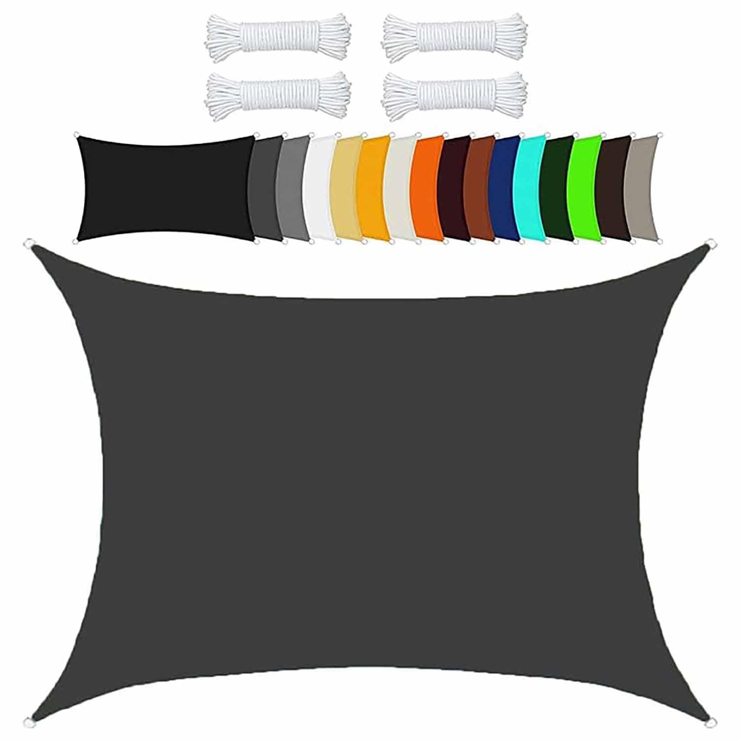 Ffsaacol Sail Shades Rectangle Waterproof, Sun Shade Sail Canopy Backyard, Sun Sail Shade for Patio Water Permeable & UV Block, Heavy Duty, Easy Install 10, 13x13ft/4x4m
