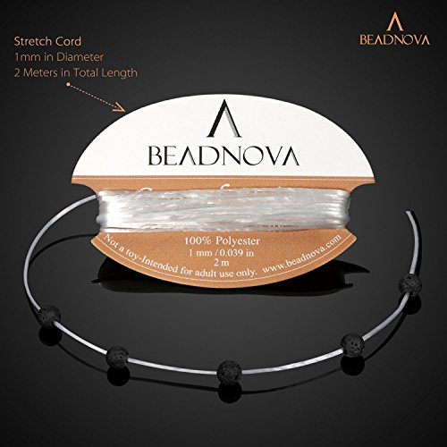 Image of BEADNOVA 4mm Natural Black Lava Rock Stone Gemstone Round Loose Volcanic Beads with Free Crystal Stretch Cord for Jewelry Making (90-92pcs)