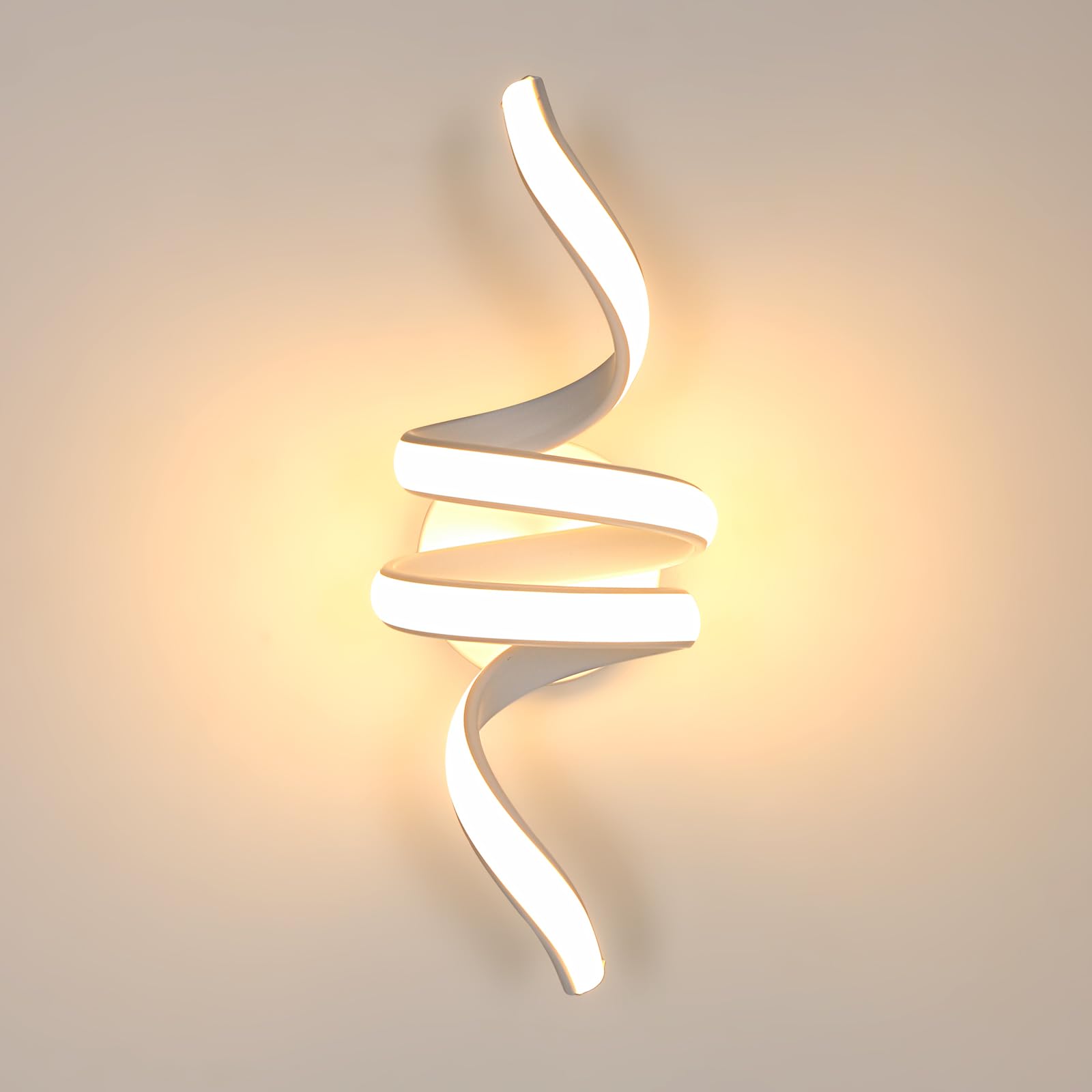 Goeco Applique da Parete Interno, 24W 2700LM 35 CM Lampada da Parete a Spirale in Acrilico 3000K Luce Bianco Calda, Applique LED a Muro Moderna per Camera Letto Soggiorno Corridoio, Bianco