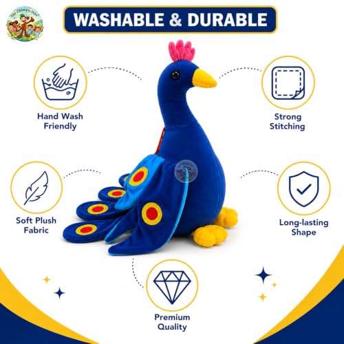 Image of Chi-Chimpu Toyss Peacock Soft Toy 40 CM for Kids | Ultra Soft Plush Stuffed Peacock | Premium PP Cotton Filled Bird Plush | Washable Cuddly Toy | Birthday Gift for Boys, Girls & Toddlers