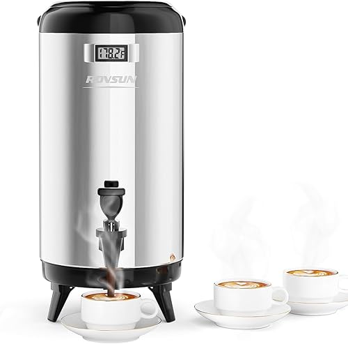Miniatura 1 de Bonnlo Dispensador de bebidas aislado de 3.2 galones12L, dispensador de bebidas calientes con espita y termómetro visual para café, jugo y té en