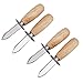 YANGZHI 4Pcs Stainless Steel Oyster Knife Oyster Shucker Opener Tool Oyster Shucking Knife With Safety Wood Handle Seafood Opener Tools For Oyster Clam Pearl Shell Shucking