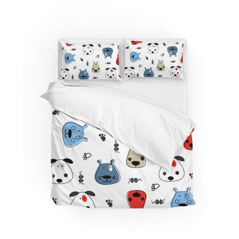 Parure de lit polyester ultra doux motif chiot pour grand lit Super King
