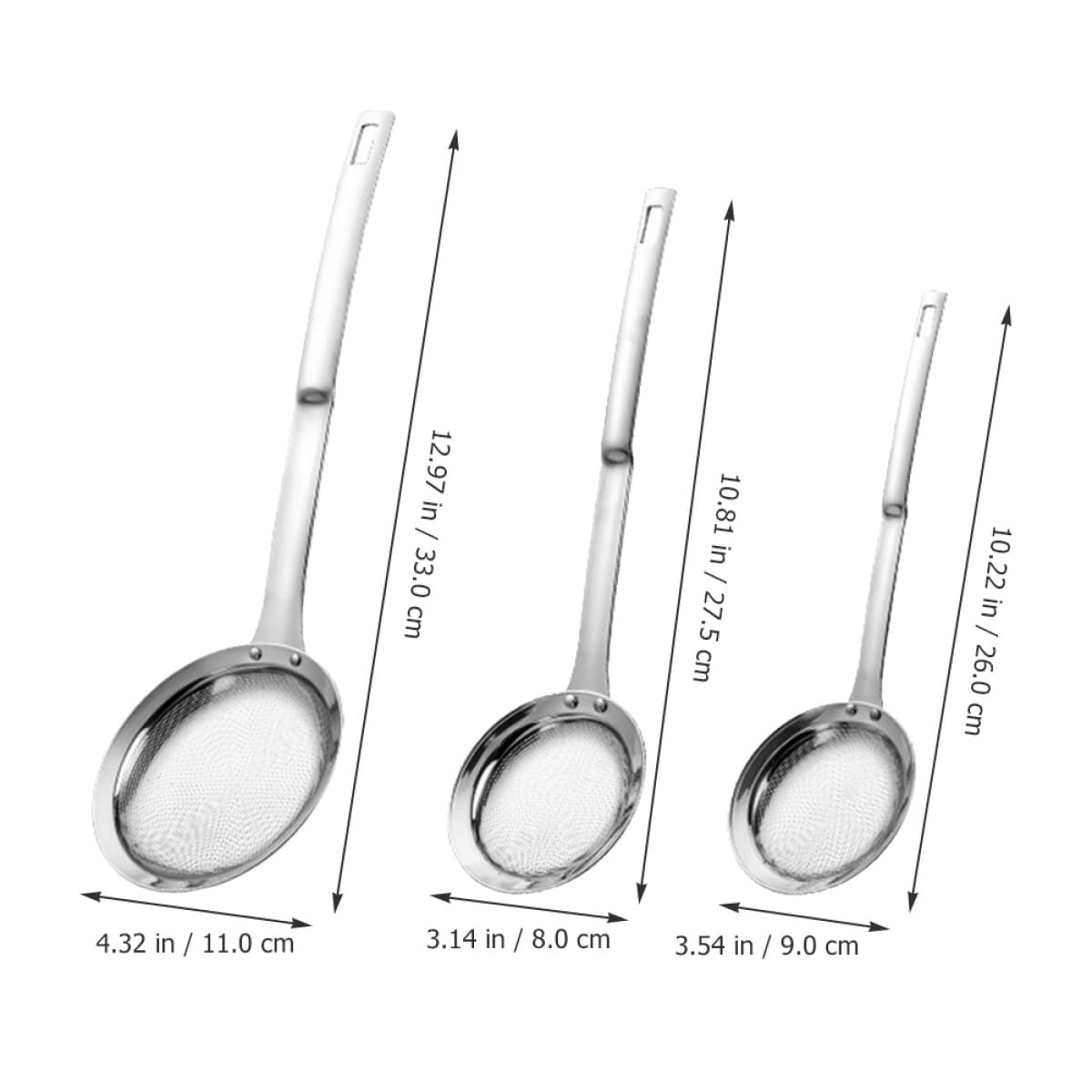Homoyoyo 3pezzi Colino da Cucina in Acciaio Inox Maglia Fine Setaccio Manico lungo Filtro per Alimenti