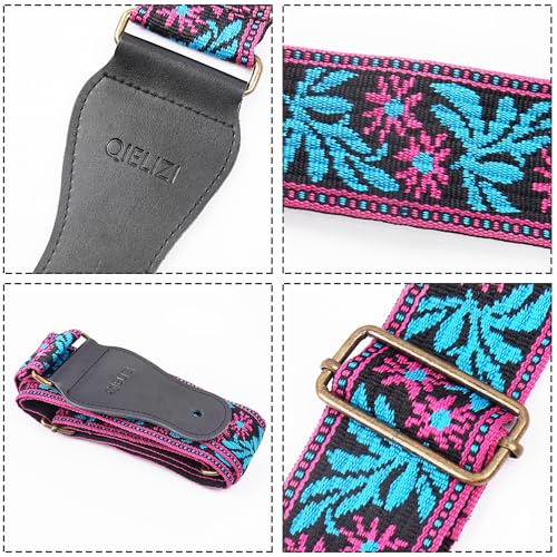 Image of Adjustable Guitar Strap Includes 2 Strap Locks & 2 Matching Picks & 1 Picks Holder & 1 leather Strap Button.