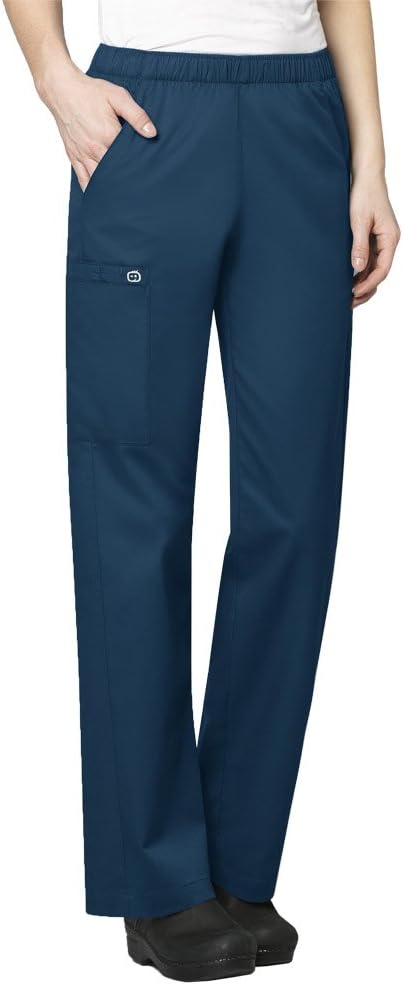 Wink WonderWORK Women's Pull-On Cargo Scrub Pant, Caribbean Blue, XS