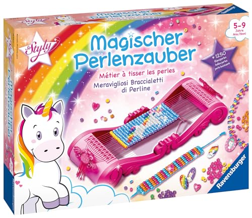 Ravensburger 18513 Magischer Perlenzauber Einhorn - Traumhafte Armbänder aus schillernden Perlen basteln, Kreatives Bastelset für Kinder ab 5 Jahren