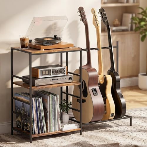 Arbcoler Guitar Stand for Acoustic Multiple Guitars Holder with 3-tier Storage Shelf, Guitars...