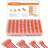 209 Stück Kabelklemmen Elektro, Kabelverbinder 2 Polig, 3 Polig, 4 Polig, 5 Polig, Klemmen Elektro mit Betätigungshebel, Kabel Verbindungsklemme 0.14-4mm² Leiter Klemme für Feste Kabe 2-5 Leiter