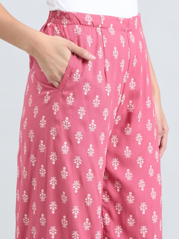 Image of GO COLORS Soft Viscose Printed Palazzo Full Length for Women| Breathable, Mid Rise