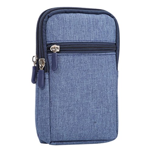 DFV mobile - Étui Housse Universel Multiusages Compartiments Fermeture Éclair Compatible avec WIKO CINK Five - Bleu (17 x 10.5 cm)