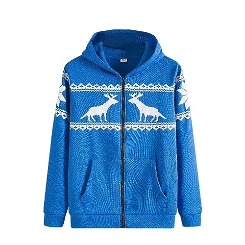 Ymosrh Men's Long Sleeve Zip Up Ugly Christmas Hoodie Xmas Cute Sweatshirts Pullover Hoodies, M-3XL