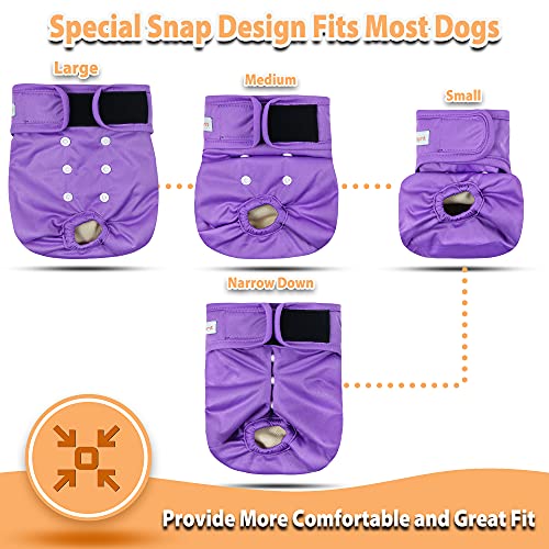 Image of Langsprit Washable Female Dog Diapers (3 Pack) - No Leak Reusable Diapers for Doggy Female in Period - Highly Absorbent Dog Heat Panties with Adjustable Snaps (Black, Pink, Purple, Small)