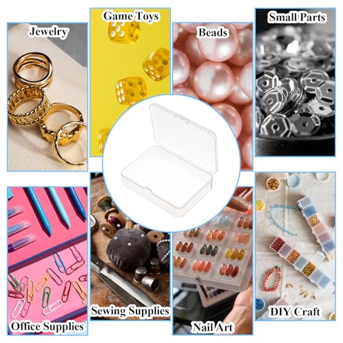 Image of 5Pcs Mini Plastic Storage Containers with Lids, Mini Organizer Box Clear Rectangle Box for Collecting Small Items, Beads, Jewelry, Cards, Crafts（4.13x2.95x0.98Inches