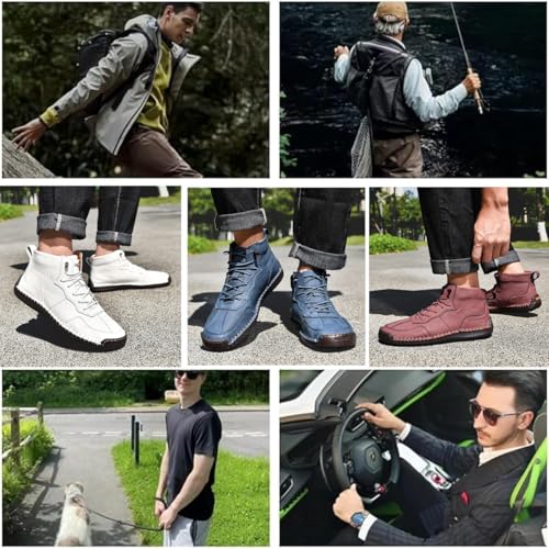 Men's Lace Up Italian Handmade Chukka Boots Men's Leather Handmade High Top Ankle Boots Non-Slip Waterproof Hiking Shoes3