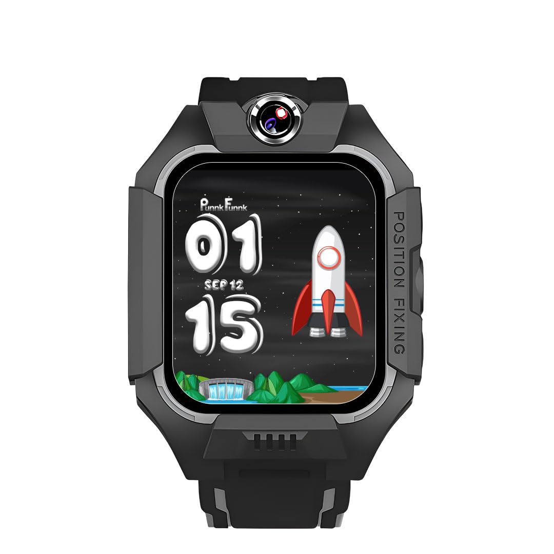 punnkfunnk q18 kids smart watch, 2g/3g connectivity, two-way calling, voice calling, gps tracker, sos function, camera & water rasistence, smartwatch for kids - boys & girls - (black)
