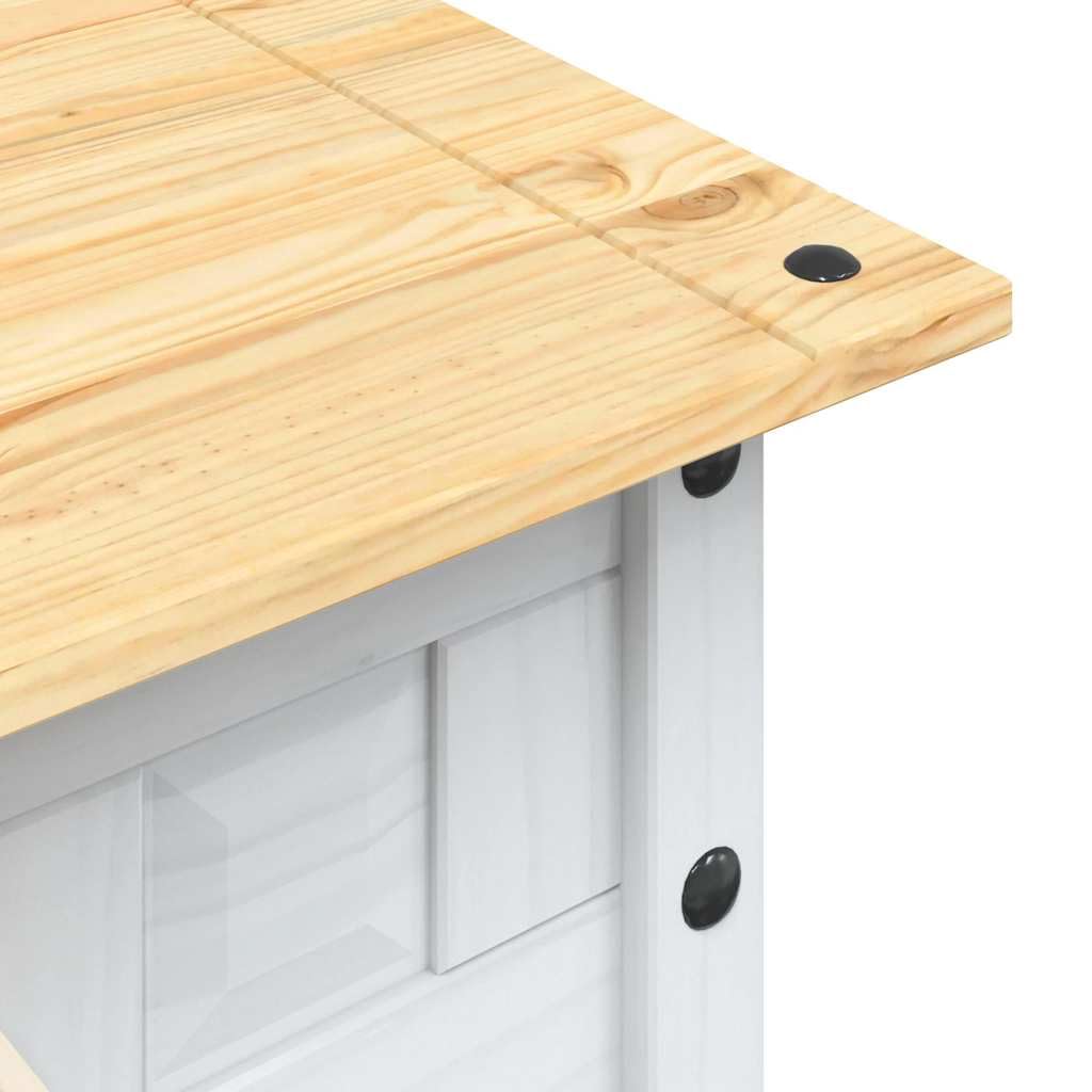 vidaXL Legno Pino Messicano Tavolino caffè Corona Range con Cassetto Rustico Robusto Elegante Tavolo Basso da Salotto Bianco e Marrone 100x55x44 cm