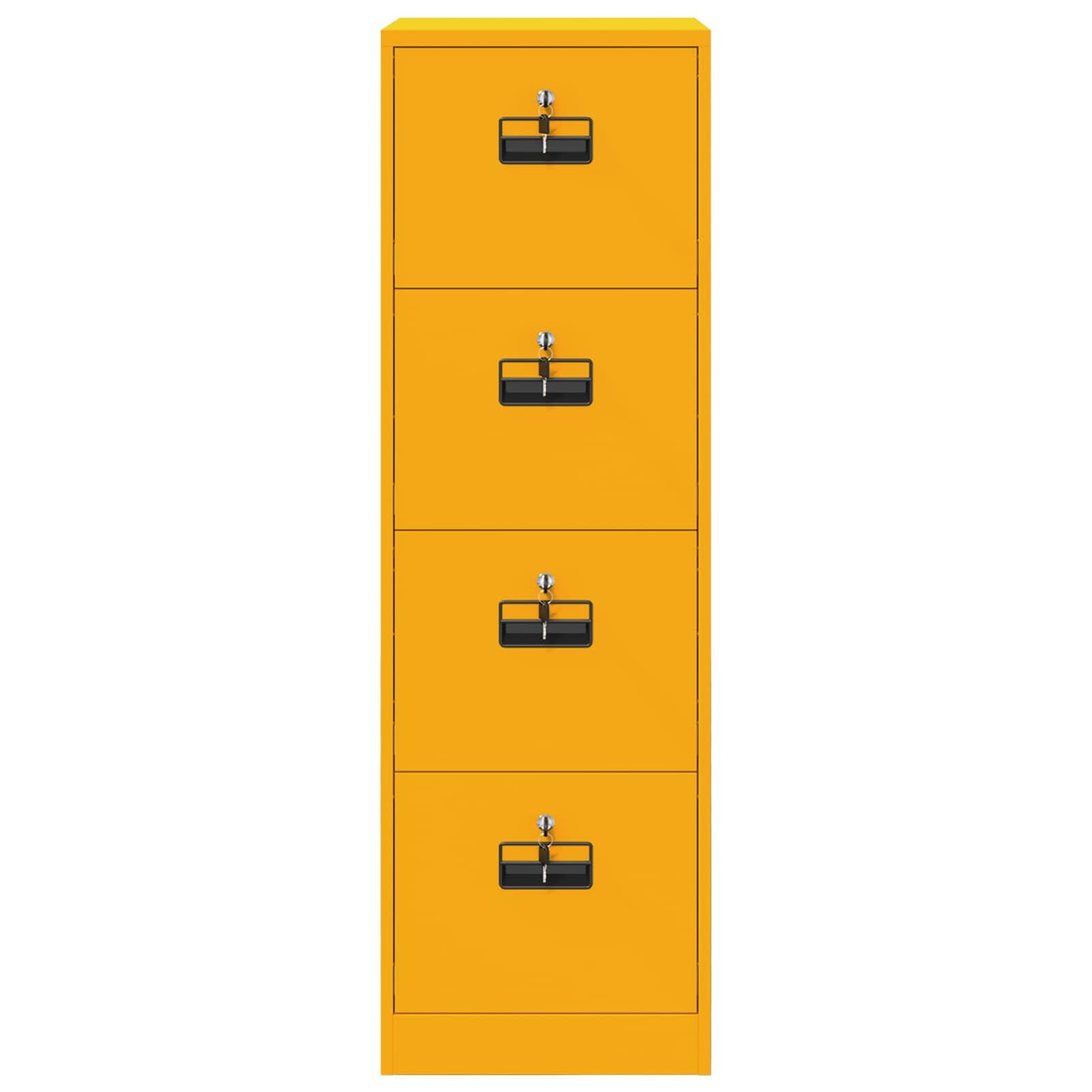 Armadietto con 8 Cassetti 2 Pezzi Giallo Senape in Acciaio Laminato a Freddo 44x50x139cm per Ufficio Studio