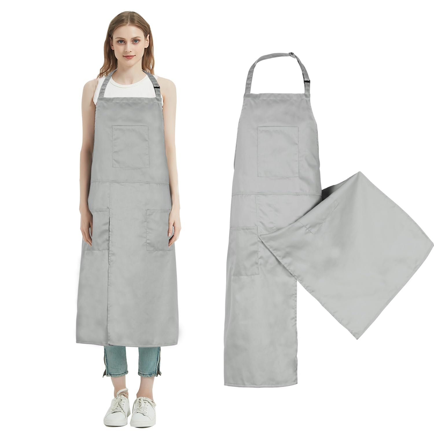 Sponsored Ad - Pottery Split-Leg Make Ceramic Apron, Long Split-Leg Artist Painting Apron with 3 Pockets for Men and Women