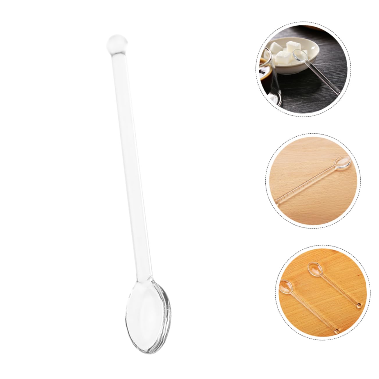 6 bastoncini in vetro per cocktail e yogurt, cucchiaini da caffè trasparenti, cucchiaini da tè, cucchiaini da tè, cucchiaini da tè