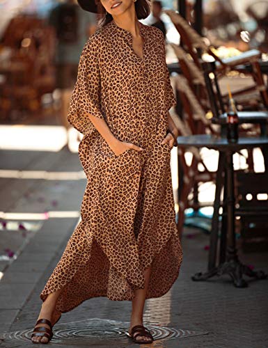 Eddoyee Womens Long Bathing Suit Coverups Loose Plus Size Beach Kaftan Dresses4