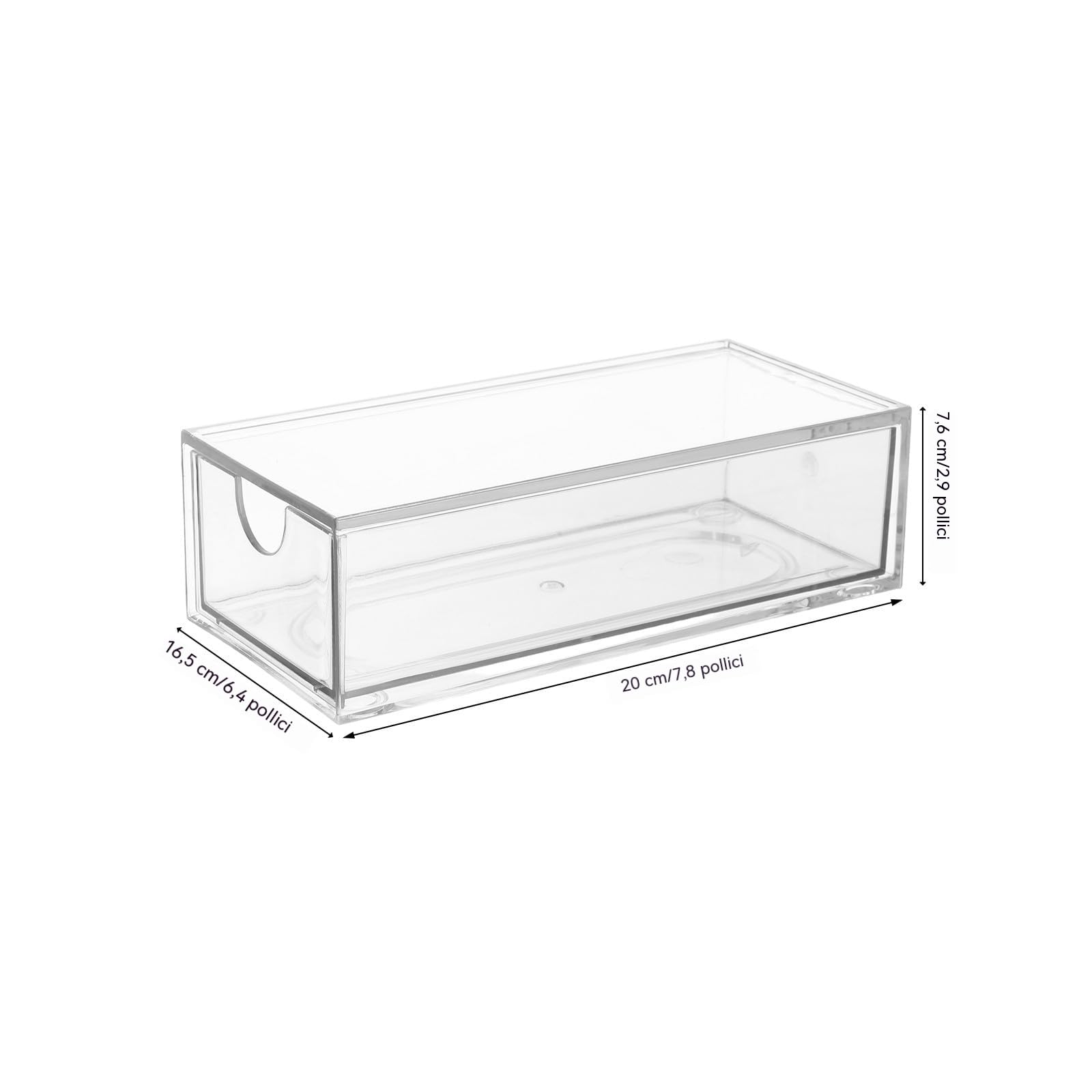 Set 4 Scatole Portaoggetti Trasparenti Impilabili per Accessori Chioma 4 Cassetti, Organizer Piccolo per Fasce ed Elastici, Contenitore Multiuso per Bagno, Armadio e Scrivania