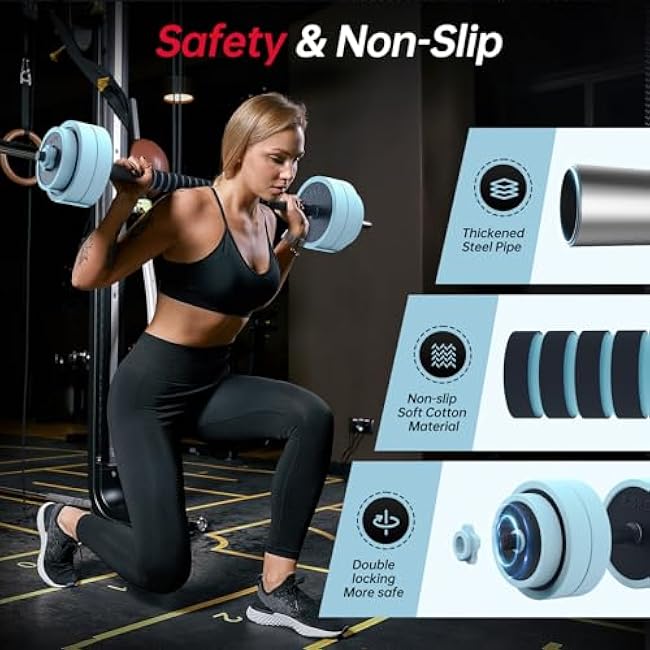 PASYOU Adjustable Dumbbells Sets, 4 in 1 Free Weight Set with Connector, Workout Weights Dumbbells Set Used as Barbell Kettlebell Push up Stand Ab Roller for Workout Gym Home Fitness