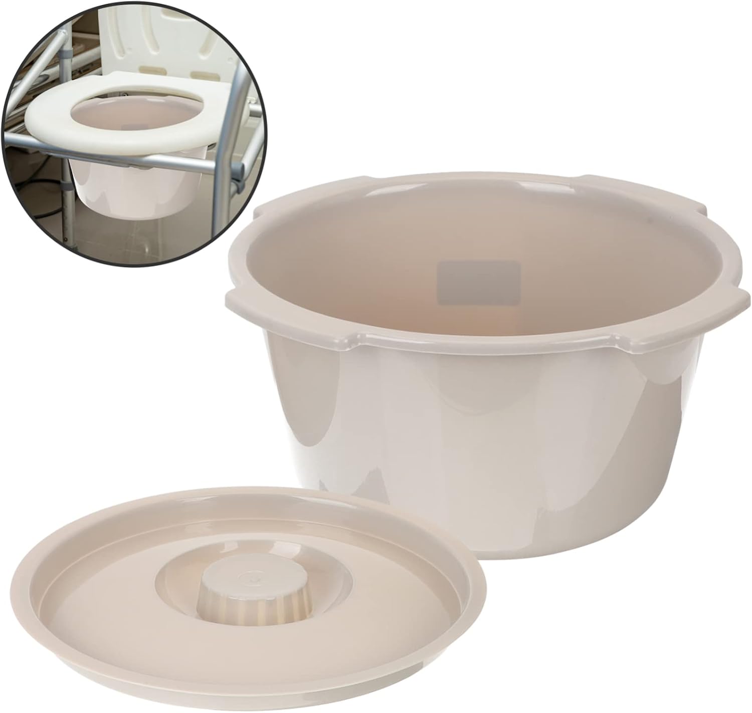 Commode Portable Potty Chair Lid Raised Toilet Seat Urinal Bucket for Seniors and Patients