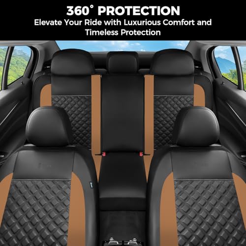 Image of FLORICH Seat Covers, Front Seat Covers 2 PCs, Automotive Seat Cover for Cars, Luxury Leather Universal Seat Cover Accessories Fit for Most Cars SUV Truck Sedans(Brown)