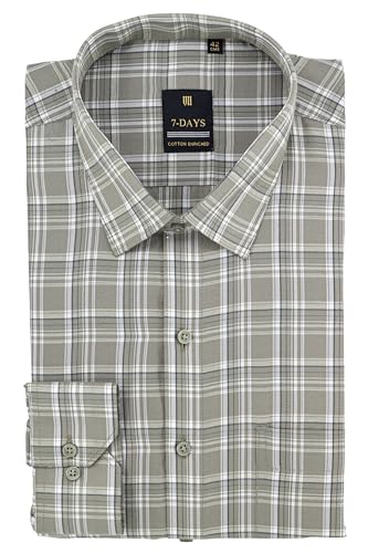 Image of 7-DAYS Men's Premium Checks Formal Shirt - Cotton Rich, Regular Fit, Full Sleeve, with Pocket, Wrinkle Resistant - Stylish Office & Everyday Wear.