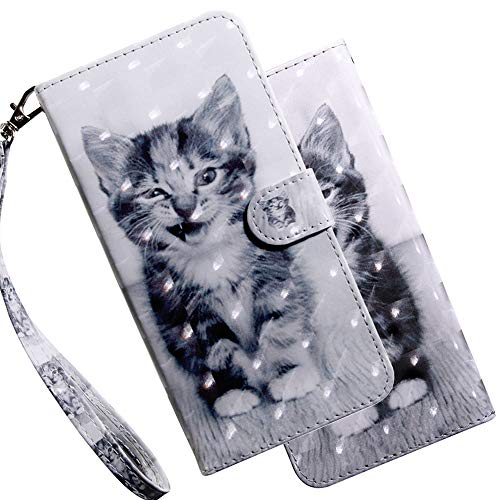 LG K51 Case 3D Stylish Advanced Embossing Wallet Case Credit Cards Slot with Stand for PU Leather Shockproof Flip Magnetic Case for LG K51 Smile Cat BX