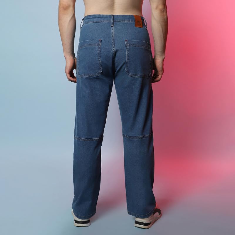 Image of CAHOOT Men's Denim Jeans Wear | Light-Wash | Button Closure | Regular Fit | Denim Jeans Crafted with Comfort Fit for Everyday Wear