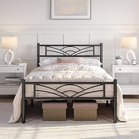 Yaheetech Bettrahmen Metallbett Gästebett Bettgestell aus Metall, Modern Jugendbett Cover
