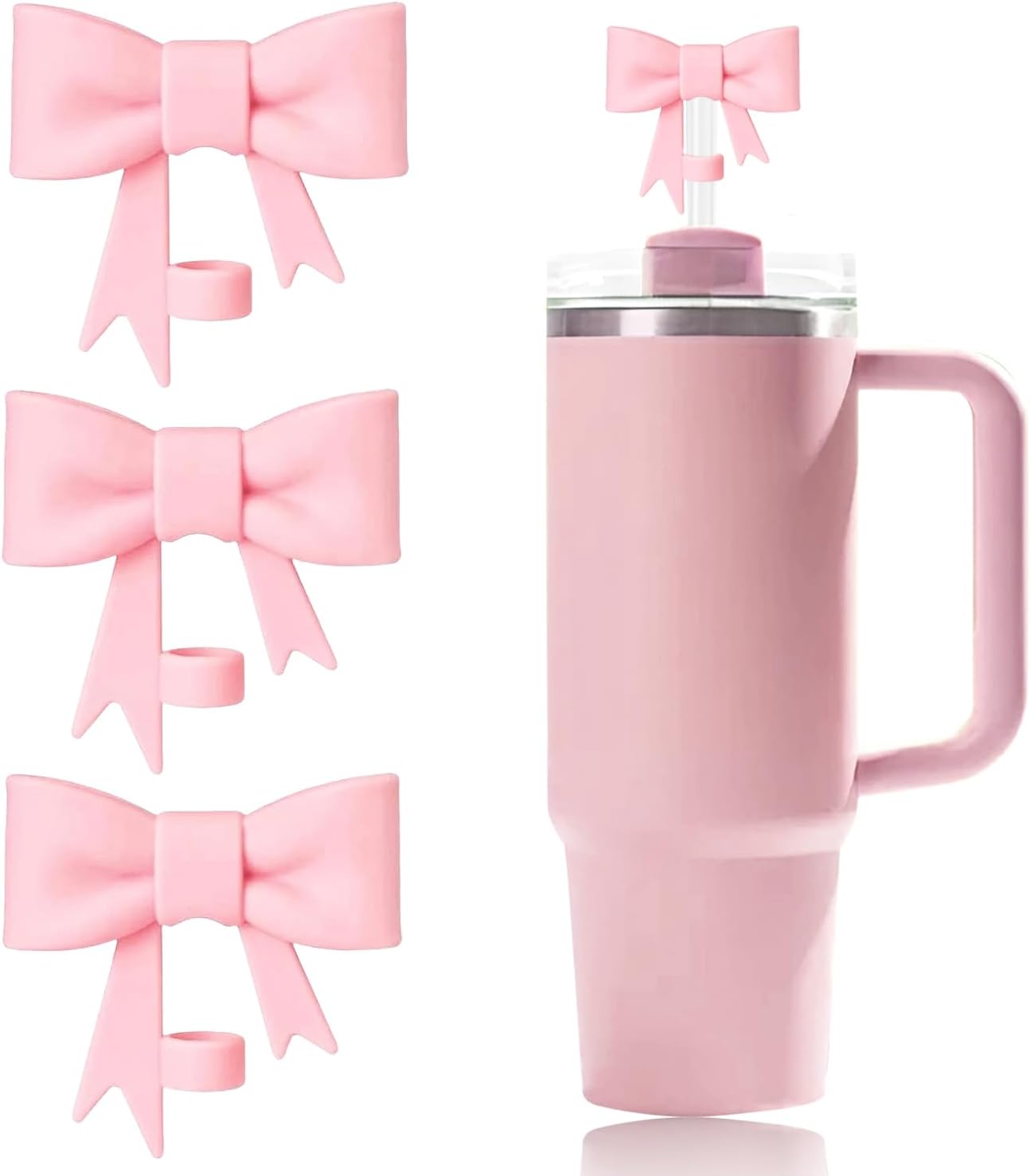 3 Pcs Pink Bow Straw Covers Cap Toppers Compatible with Stanley 30&40 oz Tumbler Cups, 10mm Reusable Silicone Straw Toppers for Stanley Cups Straw Accessories(Pink) 3 Pcs Pink Bow Straw Covers Cap Toppers Compatible with Stanley 30&40 oz Tumbler Cups, 10mm Reusable Silicone Straw Toppers for Stanley Cups Straw Accessories(Pink)