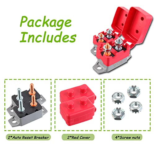 Eplzon 30A 12V-24V Automatic Reset Circuit Breaker With Cover Stud Bolt For Battery Chargers Trucks Car Engines And More(2Pcs) #TOP6