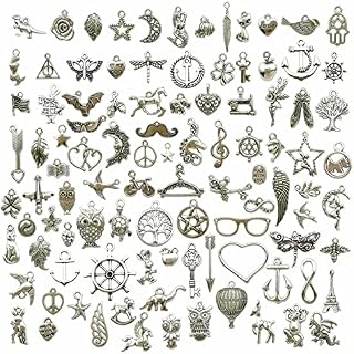 100 Pieces Tibetan Silver Charms, DIY Mixed Silver Pendants,Necklaces Bracelets Earrings Jewelry Accessories, Craft Supplies