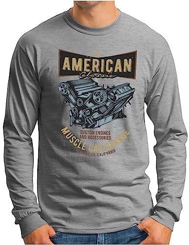 T-shirt manches longues motif Big-Block Motorblock gris mélangé disponible en taille XXL