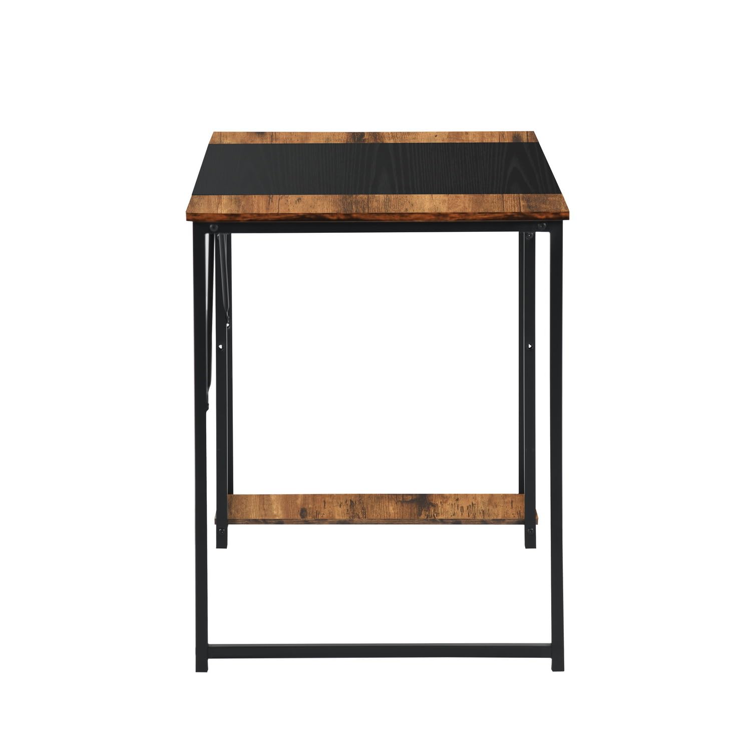 FurnitureR - Mesa de Dibujo Moderna, 120 cm, Madera y Metal, 2 Niveles de Almacenamiento, Ajuste de Altura, Bandeja de diseño Patchwork en Retro marrón y Negro, Ideal para Taller, creación o Oficina
