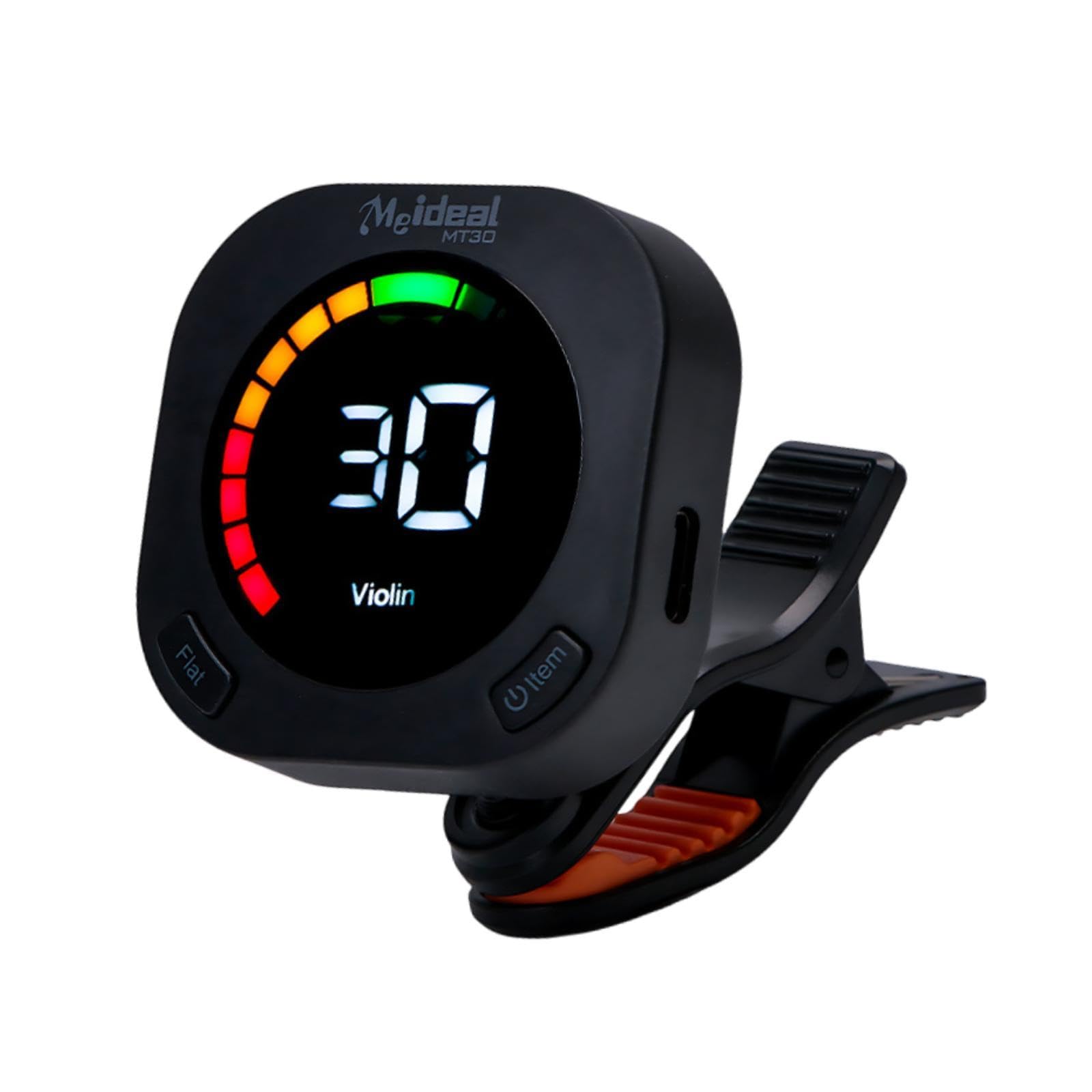 MagiDeal Accordatore per chitarra ricaricabile tramite USB, girevole a 360°, facile da usare, pratico accordatore a clip, accordatura rapida e precisa per, Nero