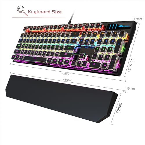 Image of MageGee Typewriter Mechanical Gaming Keyboard, Retro Punk Square Keycap with RGB Rainbow Backlit USB Wired Keyboards for Game and Office, for Windows Laptop PC Mac - Blue Switches /Black