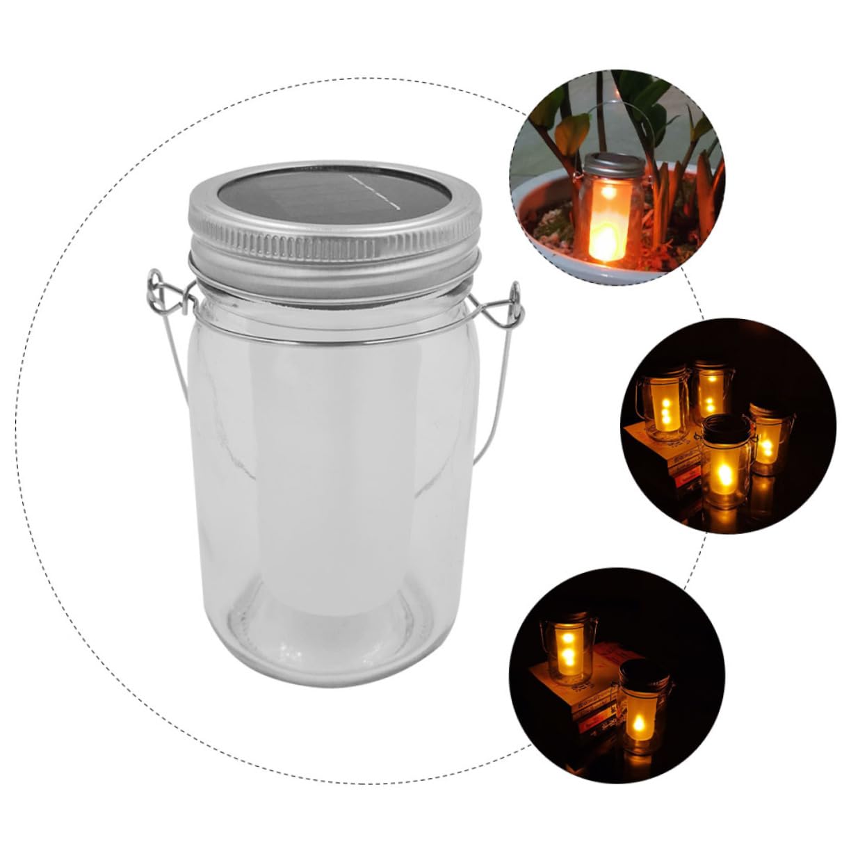 Uonlytech 1pezzi Lanterna Decorativa Da Giardino Led Con Effetto Lampada Da Esterno Per Giardino e Balcone Ricaricabile Solar Bottiglia Trasparente Per Natale e Decorazioni Estive