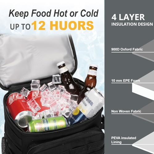 Image of Tactical Backpack Cooler,Soft Lightweight Leakproof Cooler Backpack,Insulated Cooler Bag,Portable Soft Cooler Bag Waterproof for Beach, Travel, Camping, Picnic, Hiking