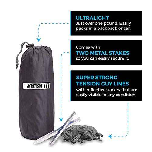 Bear Butt Hammock Rain Fly & Camping Tarp - 11 X 9 Ft Hammock Tarp Rain Fly For Hammock Camping - Easy To Set Up Tent Tarp For Tent Camping - Waterproof Camping Tarp - Ultralight Backpacking Tarp #TOP1